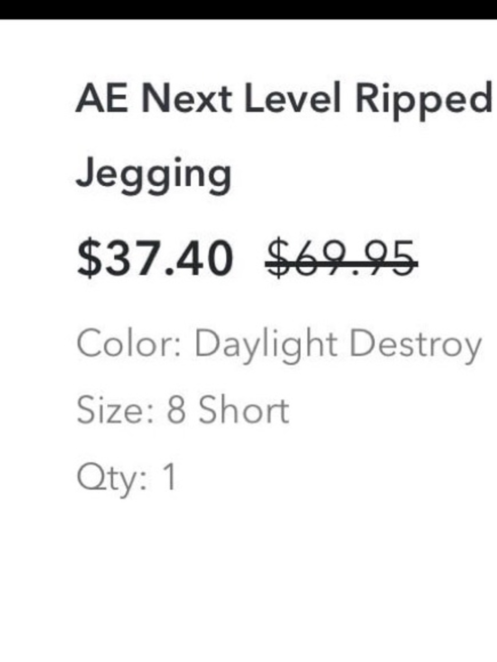 American Eagle Next Level Ripped Super High-Waisted Jegging Size 8 Short